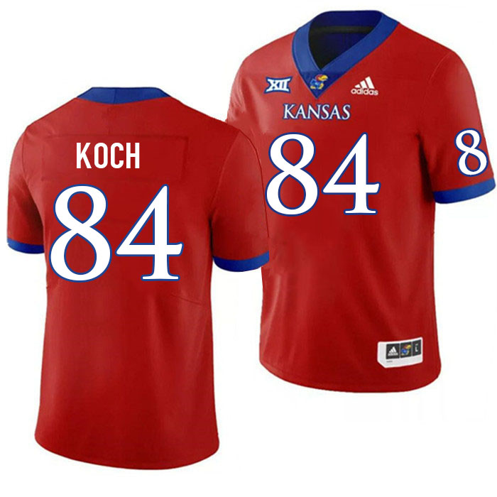 Men #84 Griffin Koch Kansas Jayhawks College Football Jerseys Stitched Sale-Red - Click Image to Close